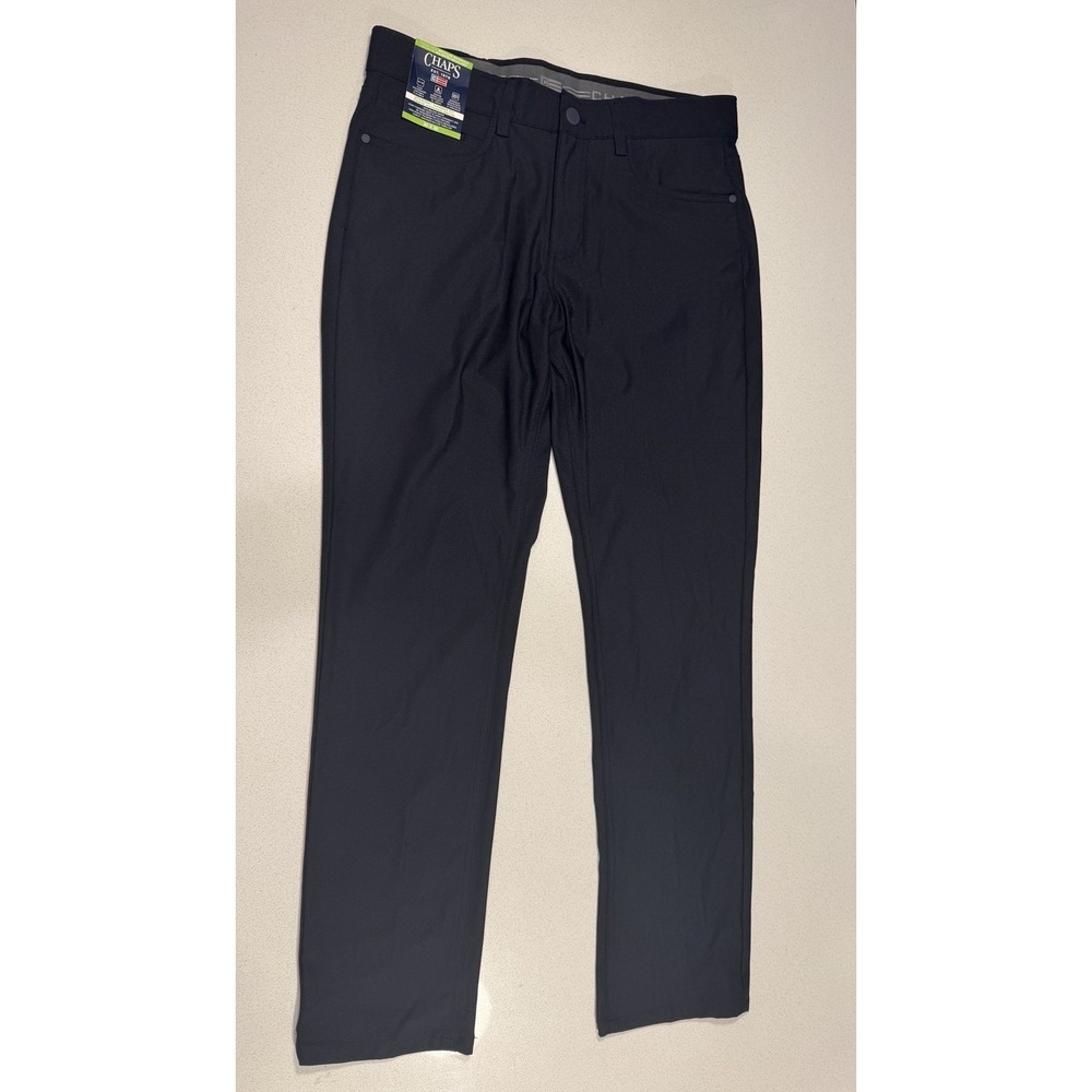 Chaps Straight Tapered Pants Mens 32x30 Navy Flex Waist Water Repellent NWT